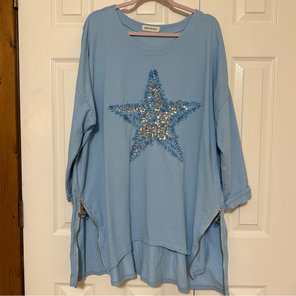 MILANI STAR - Plus size - Light Blue - Sequin Star Top